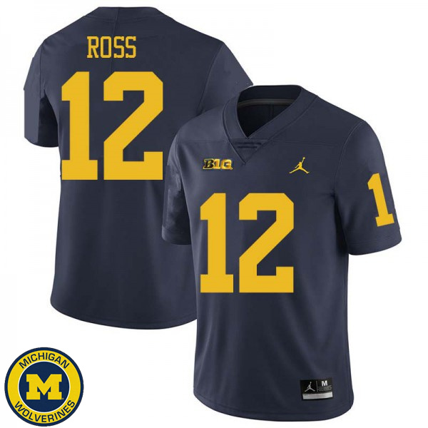 Men Michigan Wolverines #12 Josh Ross Navy Jordan Brand Football Jersey